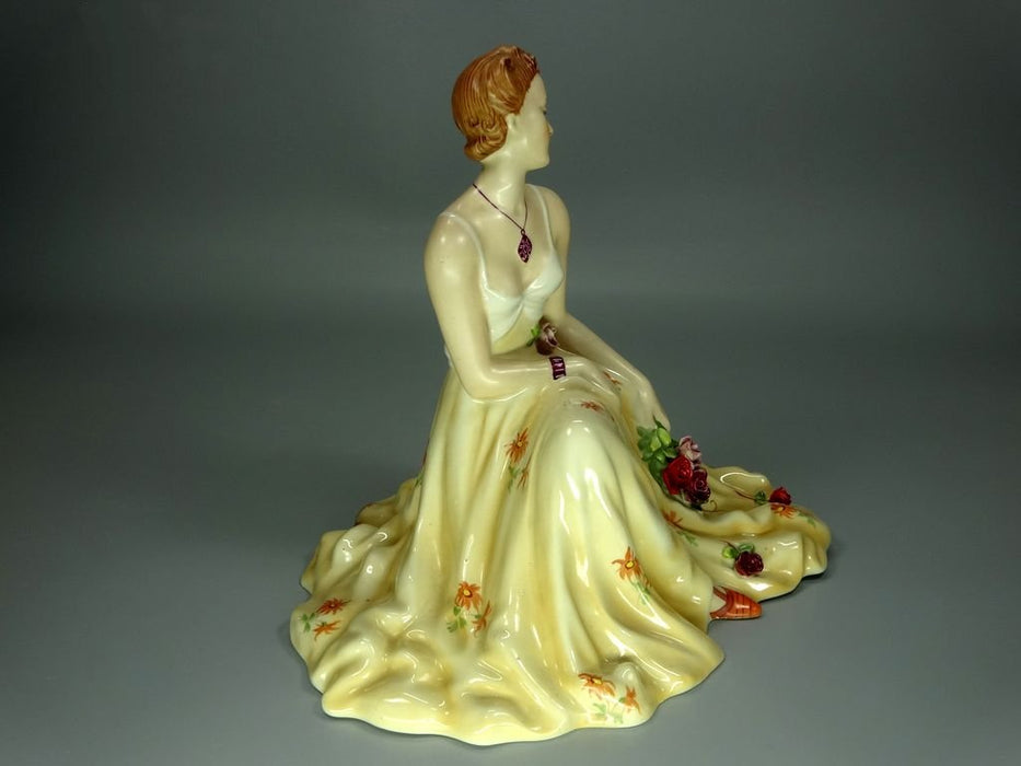 Antique Woman With Bouquet Flowers Porcelain Figurine Original Royal Dux 20h Art Sculpture Dec #Ru930