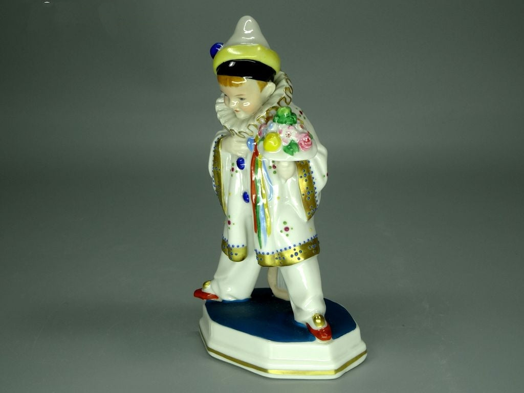 Antique Little Pierrot Porcelain Figurine Original Katzhutte Art Sculpture Decor #Ru836
