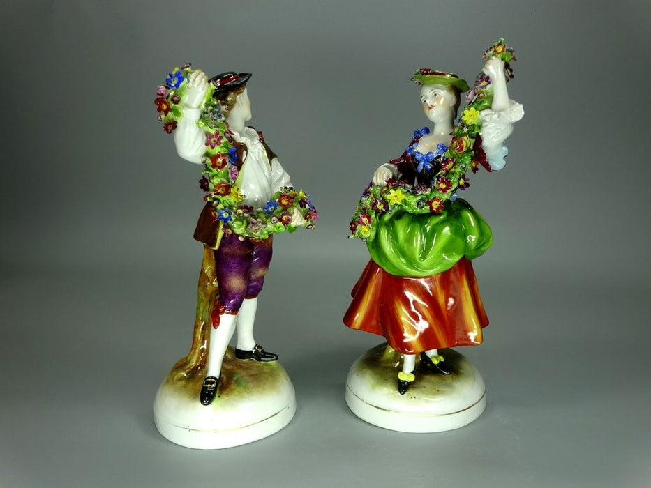 Antique Flower Sellers Porcelain Figurine Original Behschezer Art Sculpture Decor #Ru750