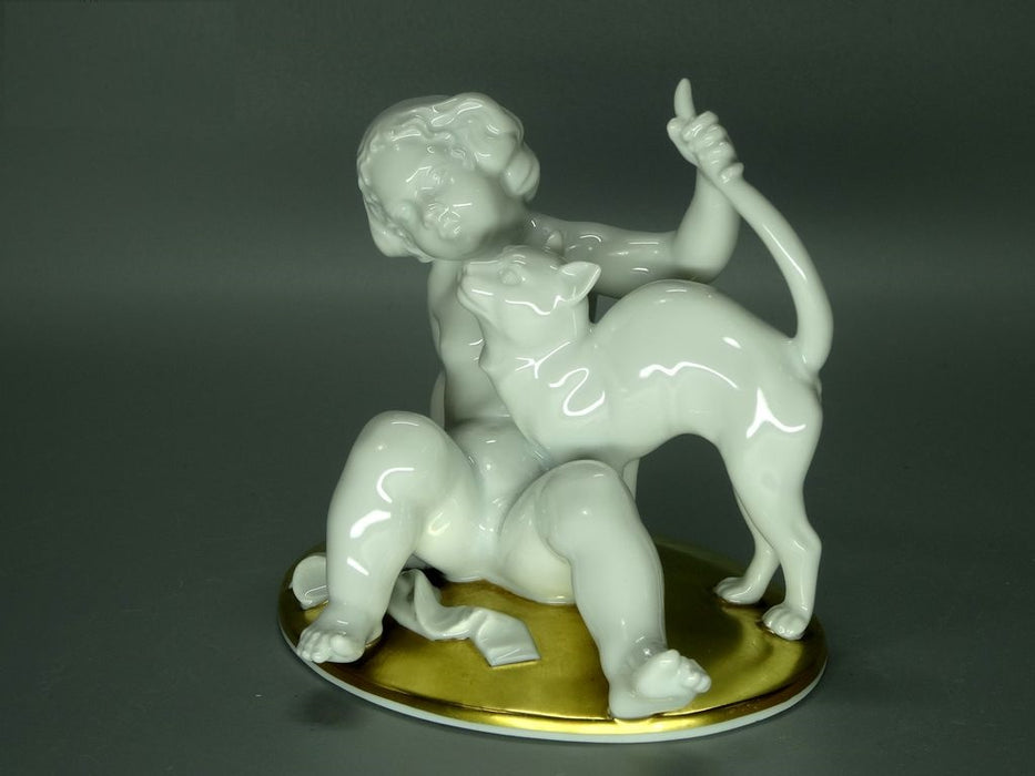 Antique Putti With A Cat Porcelain Figure Rosenthal Original Art Sculpture Decor #Ru175