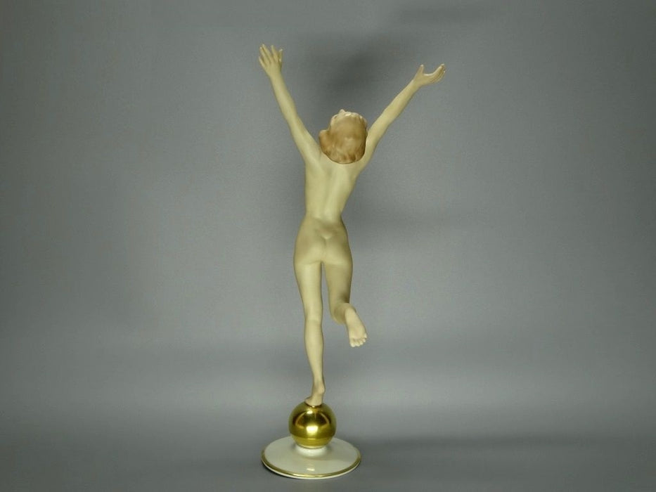 Vintage Nude Girl & Ball Original Hutschenreuther Porcelain Figurine Art Statue #Ru504