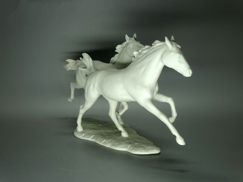 Vintage Gallop Horses Porcelain Figurine Original KAISER 20th Art Sculpture Dec #Ru965
