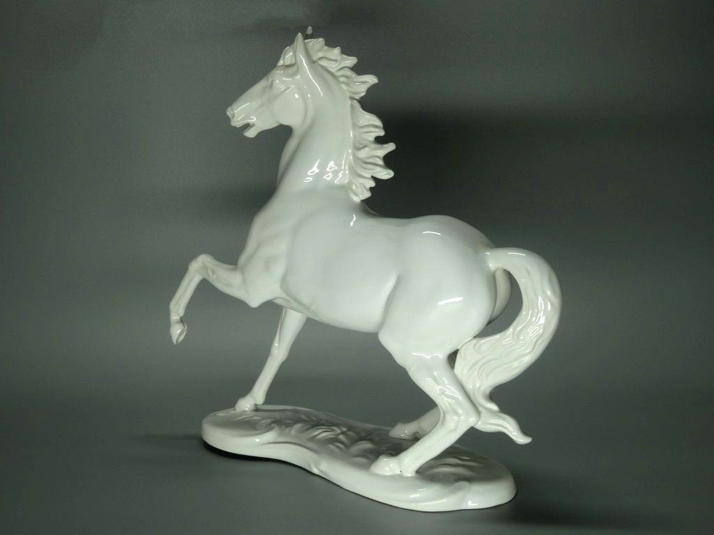 Antique Prancing Horse Porcelain Figurine Original Keramos 20th Art Sculpture Dec #Ru966
