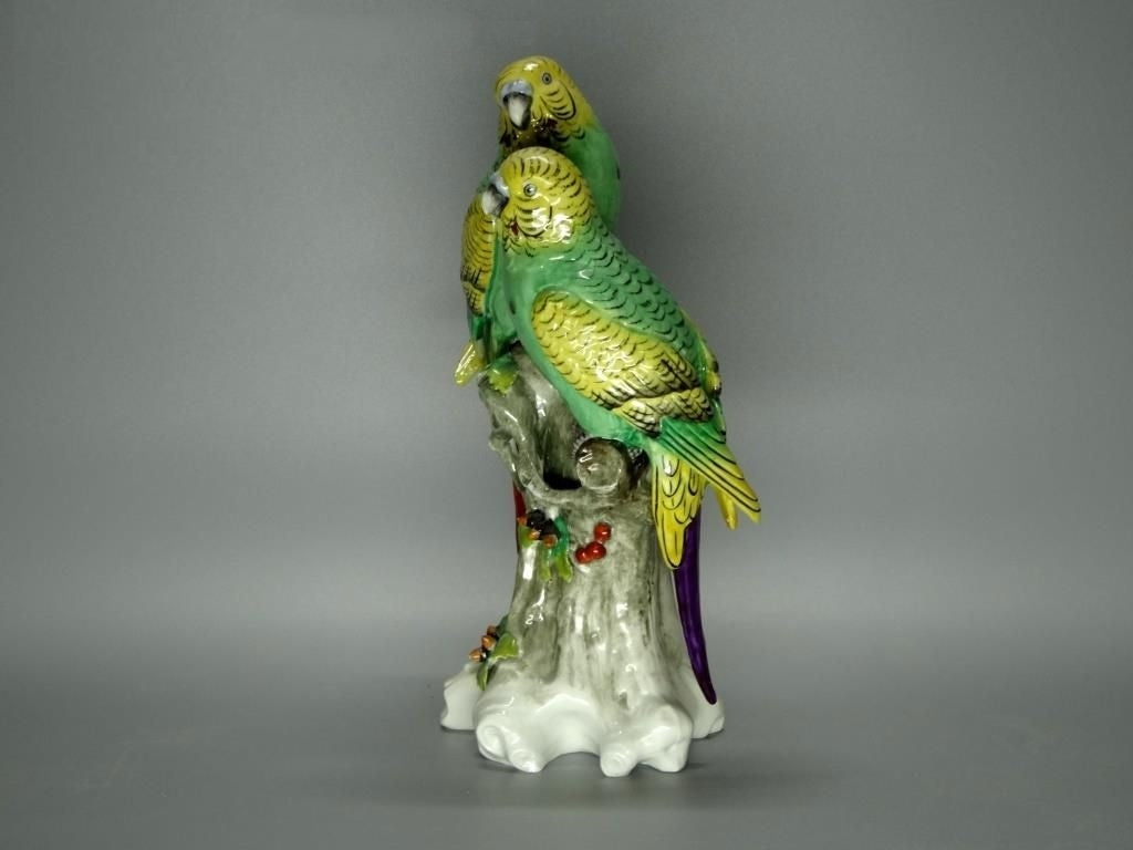 Vintage Budgerigars Birds Original Sitzendorf Porcelain Figurine Art Sculpture #Ru431