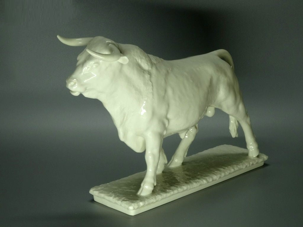 Antique White Bull Original Hutschenreuthe 20th Porcelain Figurine Art Sculpture #Ru272