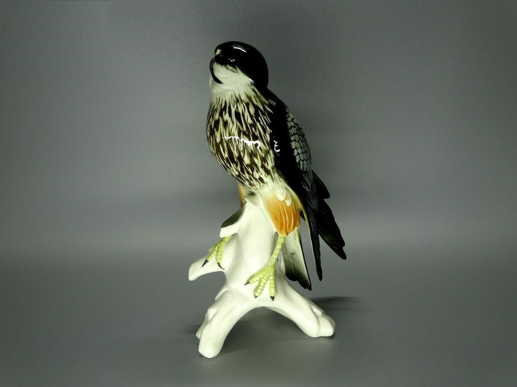 Vintage Black Hawk Falcon Bird Porcelain Figurine Karl Ens Germany Art Sculpture #Ru157