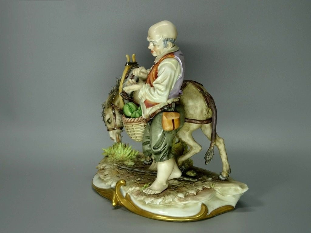 Vintage Peddler & Donkey Porcelain Figure Sitzendorf Germany Art Sculpture Decor #Ru146
