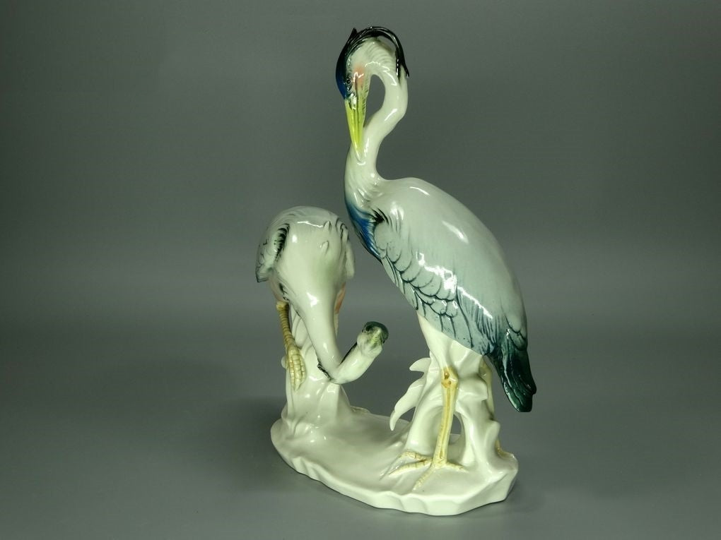 Vintage Grey Herons Birds Porcelain Figurine Original KARL ENS Art Statue Decor #Ru629