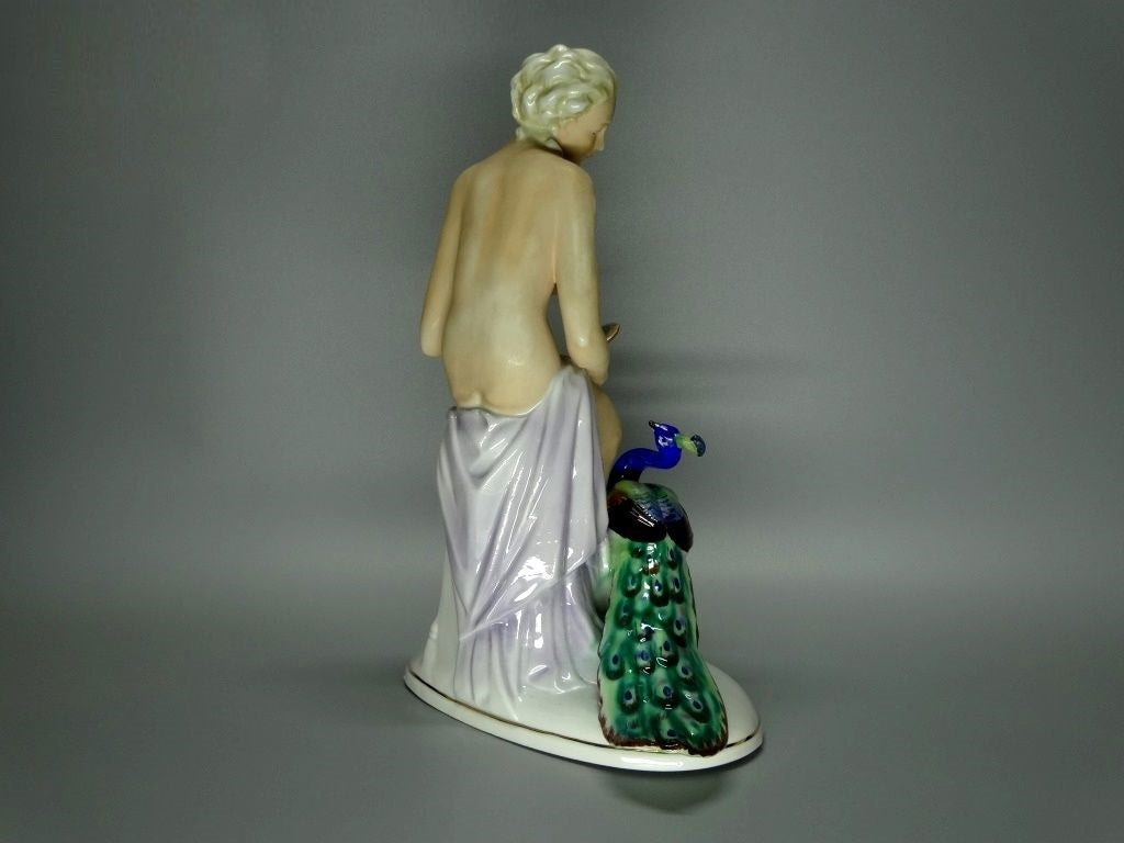Vintage Peacock Nude lady Porcelain Figurine Fasold & Stauch Germany Art Decor #Ru101