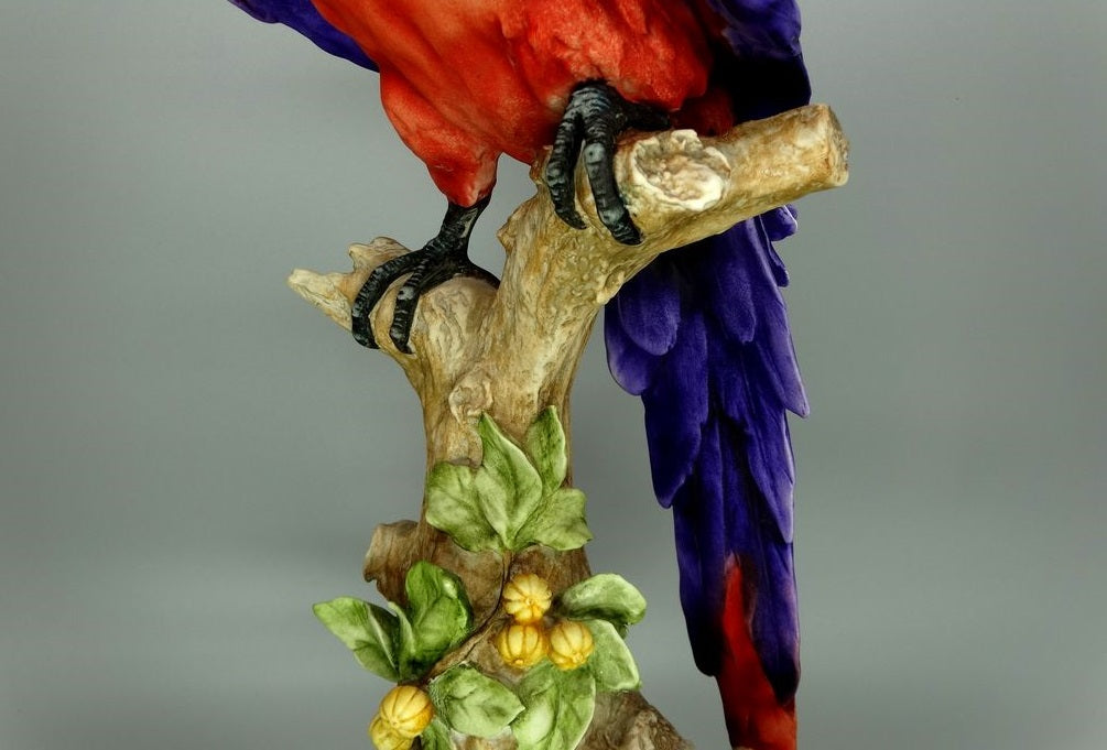 Vintage Red Cockatoo Bird Porcelain Figurine Original G. Armani Sculpture Decor #Ru338