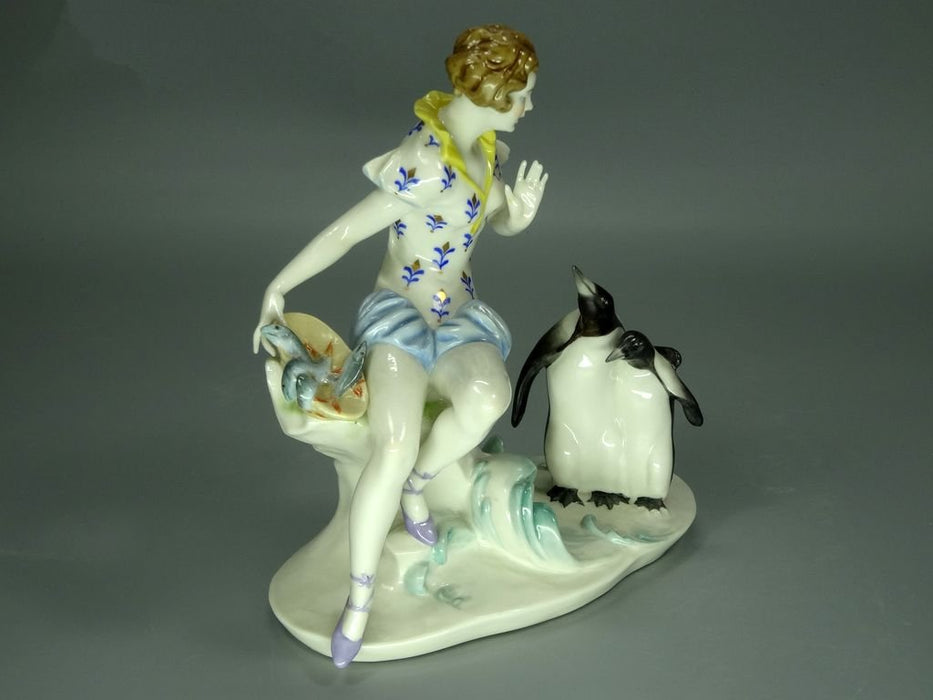 Vintage Penguin Friend Porcelain Figurine Original Passau 20th Art Sculpture Dec #Ru877