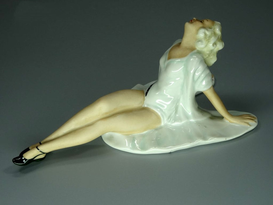 Antique Ballerina Lady Porcelain Figurine Original Schaubach Kunst Germany 20th Art Sculpture Dec #Ru970