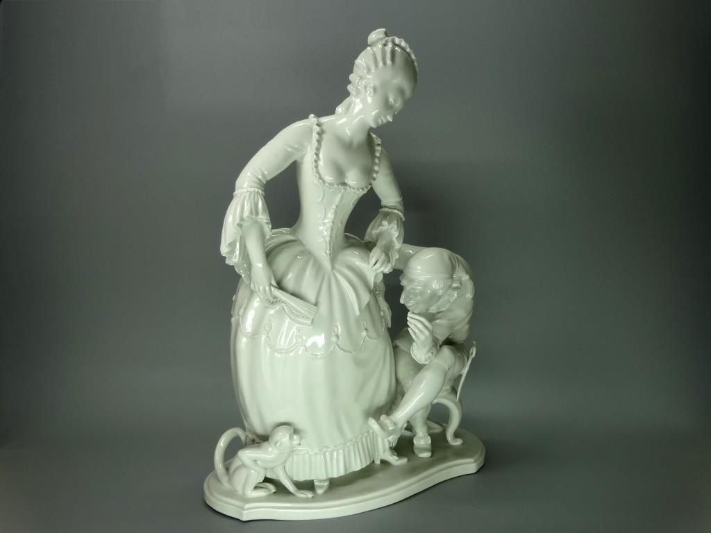 Vintage Tailor Button Dress Porcelain Figurine Original Volkstedt Art Sculpture #Ru224