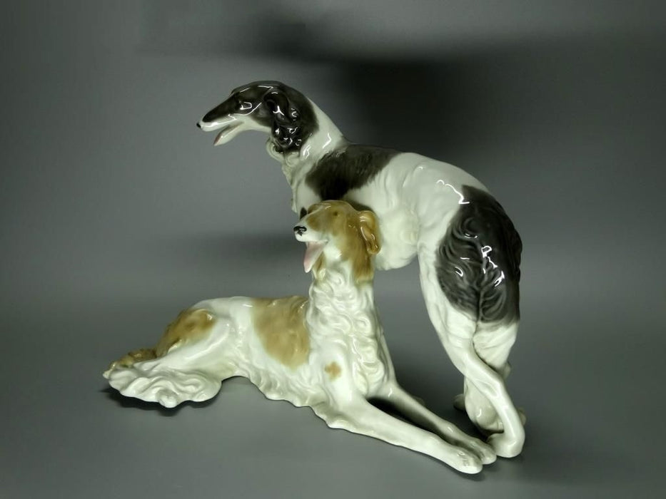 Antique Greyhounds Dogs Porcelain Figure Schaubach Kunst Germany Art Decor #Ru64