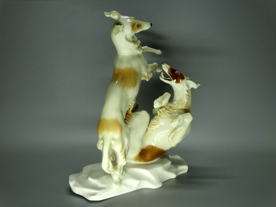 Vintage Playing Greyhounds Original Hutschenreuther Porcelain Figurine Sculpture #Ru402