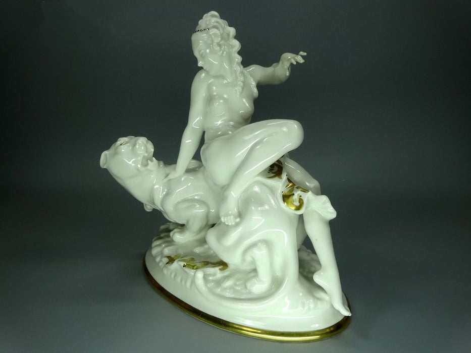 Antique Nude Riding Panther Porcelain Figurine Original Hutschenreuther Art Sculpture #Ru726