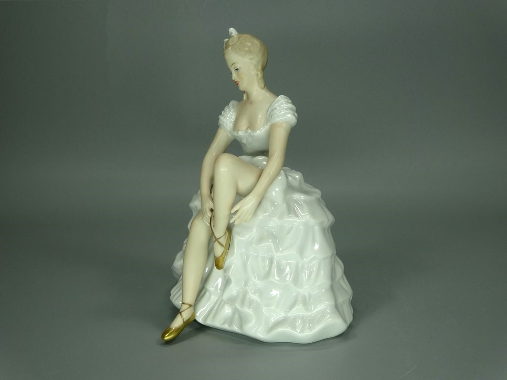 Original Wallendorf Art Sculpture Vintage White Ballerina Girl Porcelain Figure #Ru190