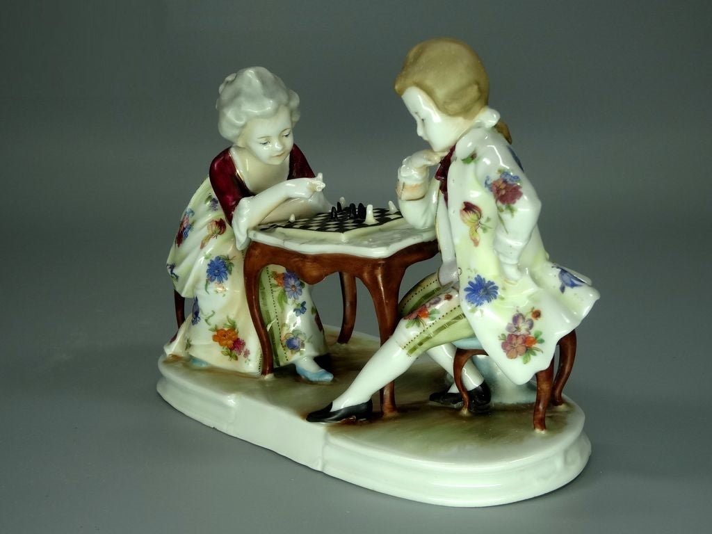 Antique Rare Chess Game Original Wilhelms Feld Porcelain Figure Art Statue Decor #Ru554