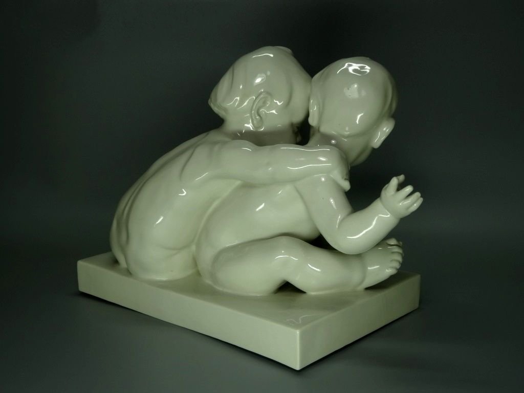 Antique Twins Porcelain Figurine Original Schwarzburger Germany 20th Art Sculpture Dec #Ru980