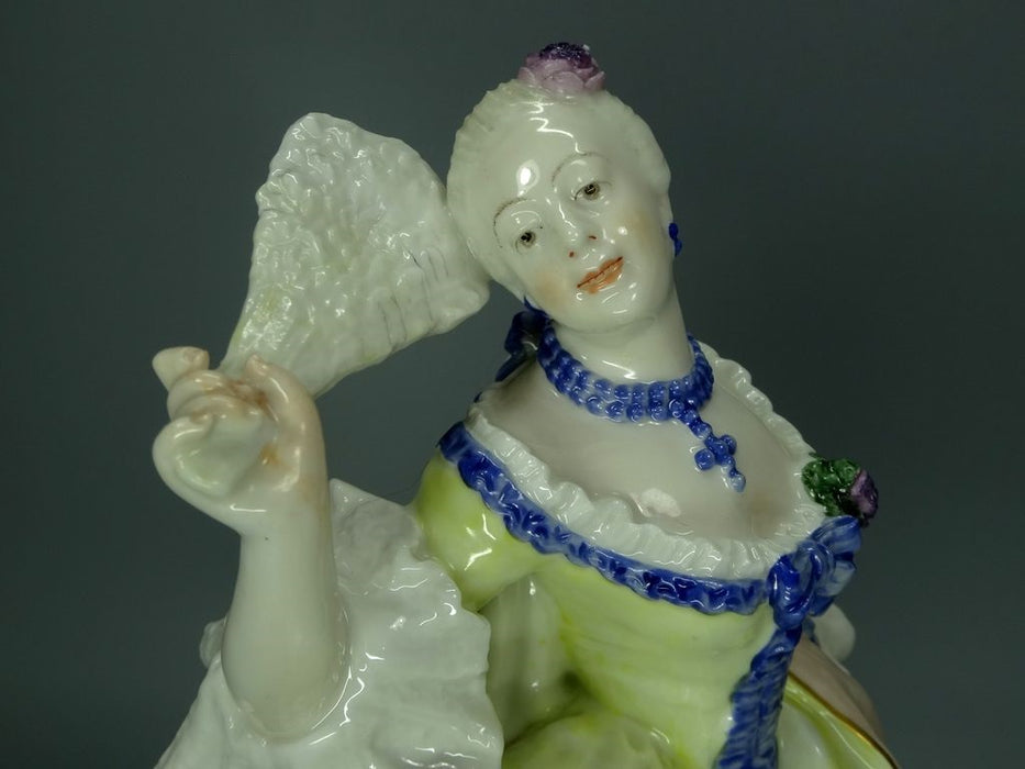 Lady With Fan Antique Porcelain Figurine Original Nymphenburg Art Sculpture Gift #Ru305