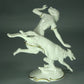 Antique Youth Lady & Dog Porcelain Figurine Original Hutschenreuther 20th Art Sculpture Dec #Ru942