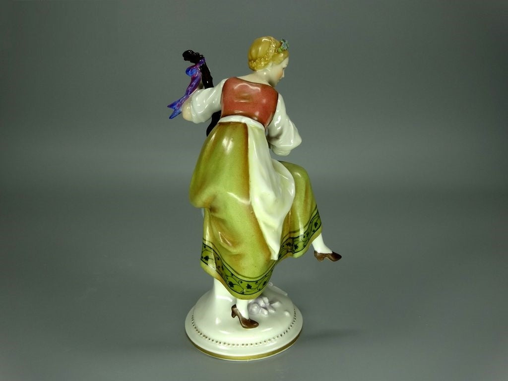 Antique Music Player Lady Original Muller & Co Porcelain Figure Art Statue Decor #Ru557