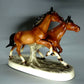 Antique Love Horses Porcelain Figurine Original Katzhutte 20th Art Sculpture Dec #Ru961