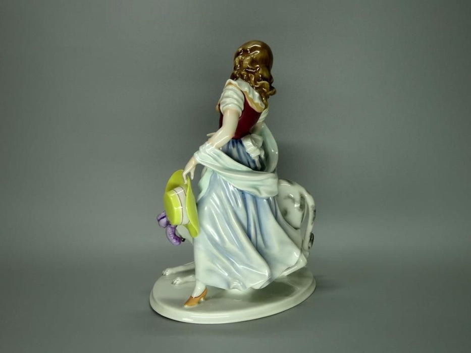 Vintage Playful Mood Girl Dog Porcelain Figure Original Rosenthal Art Sculpture #Ru246