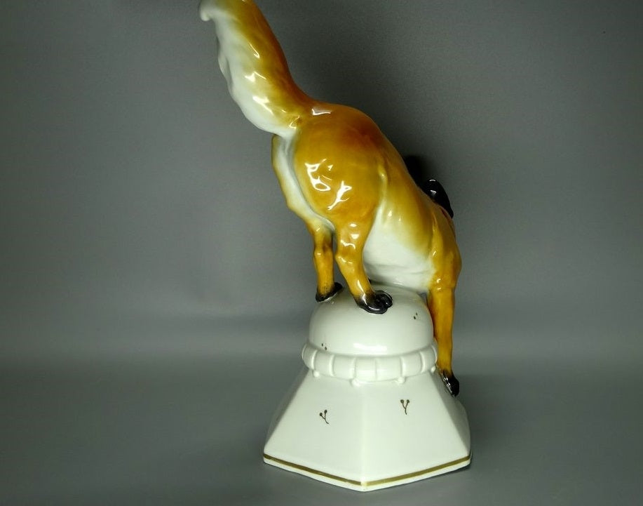 Antique Orange Fox Porcelain Ceramic Figurine Katzhutte Germany 1880-1910 Decor #Ru21