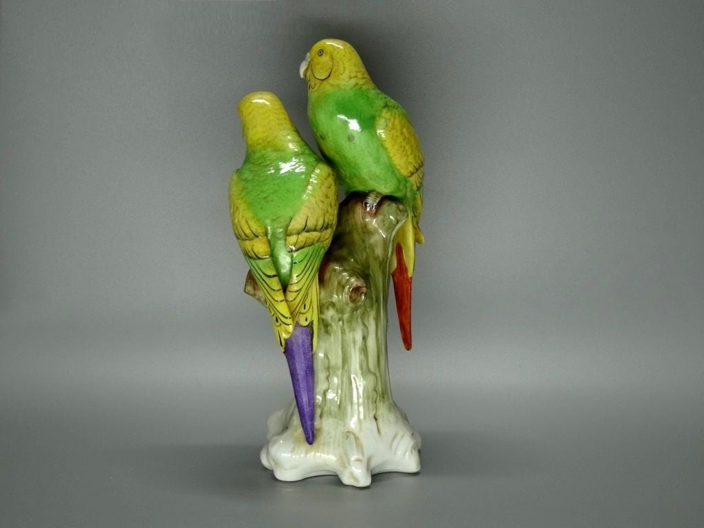 Vintage Budgerigars Birds Original Sitzendorf Porcelain Figurine Sculpture Decor #Ru469
