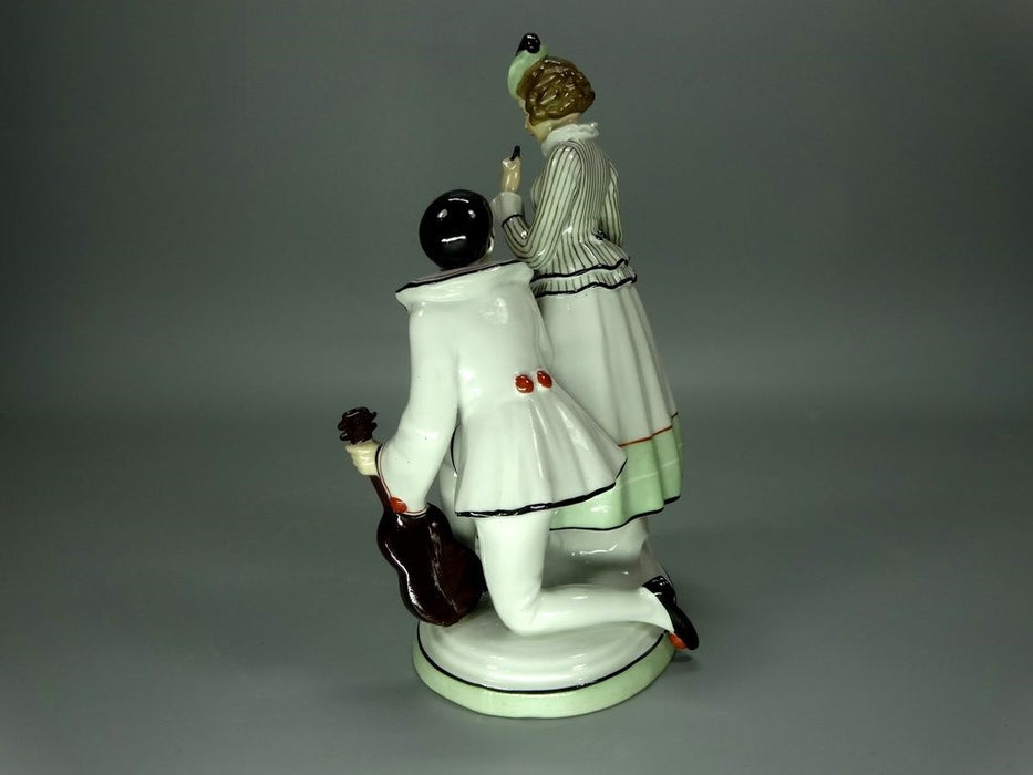 Antique Pierrot & Malvina Original Kister Alsbach Porcelain Figurine Statue Deco #Ru566