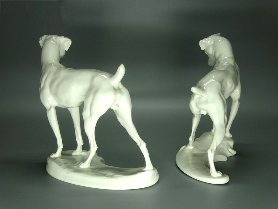 Antique White Hunter Dogs Porcelain Figurine Original Nymphenburg Art Sculpture #Ru302