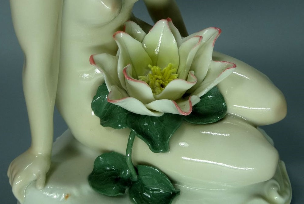 Antique Nude Lady With Lotus Porcelain Figurine Original KARL ENS Art Sculpture #Ru685
