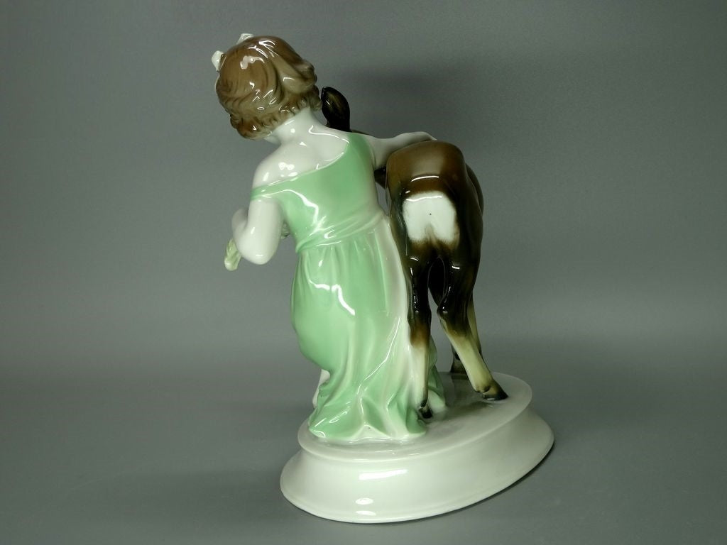 Vintage Girl And Fawn Porcelain Figurine Original Rosenthal Art Sculpture Decor #Ru360