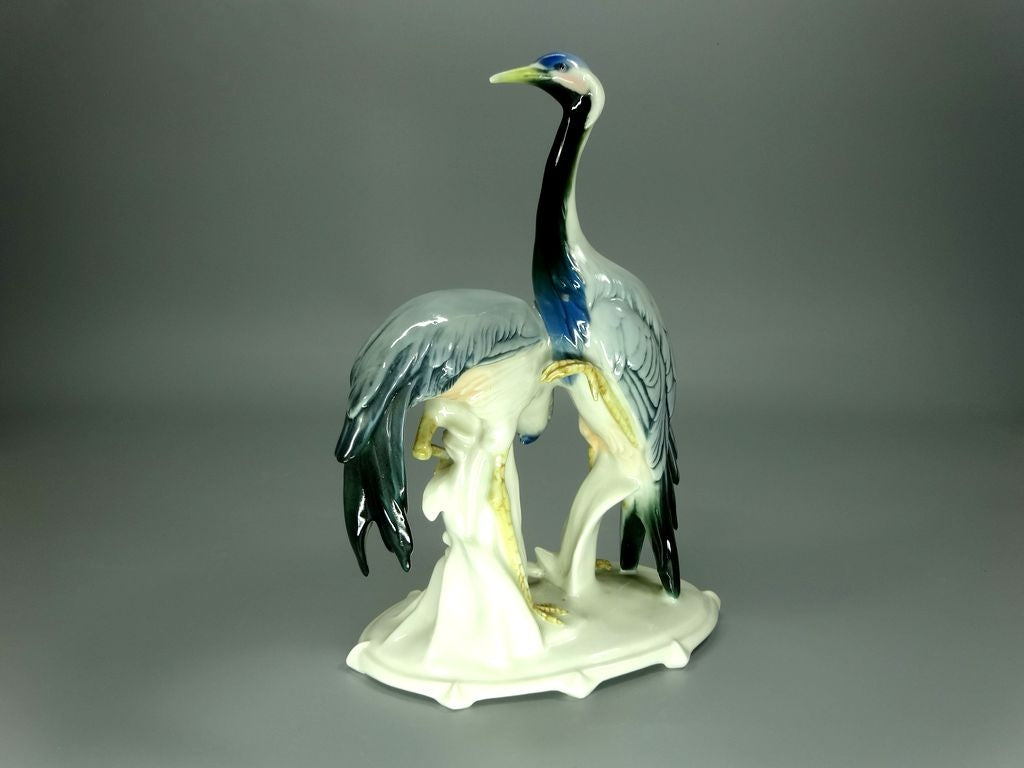 Antique Cranes Birds Porcelain Figurine Original KARL ENS 20th Art Sculpture Dec #Ru969