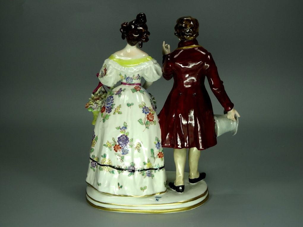 Antique Romance Walk Porcelain Figurine Original Ernst Bohne & Söhne Art Sculpture #Ru692