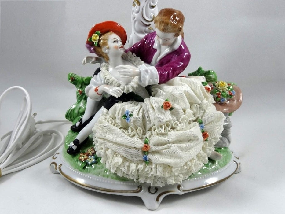 Vintage Romantic Love Original Unterweissbach Porcelain Figurine Art Lamp Decor #Ru540