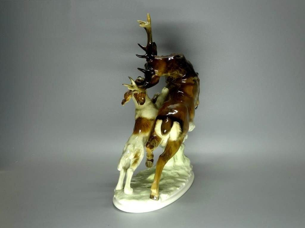 Antique Dog Hunting Deer Porcelain Figure Original Hutschenreuther Art Sculpture #Ru230