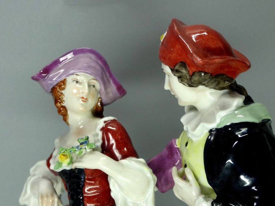 Antique Love Acquaintance Porcelain Figurine Original Volkstedt Sculpture Decor #Ru390