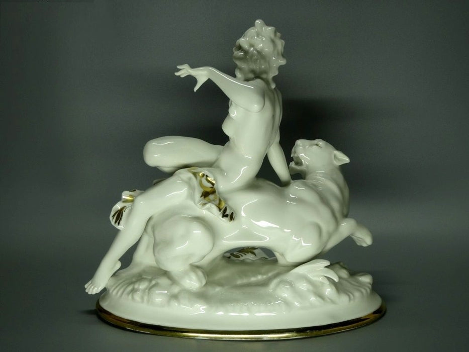 Antique White Nude Riding Panther Porcelain Figure Hutschenreuther Original #Ru197