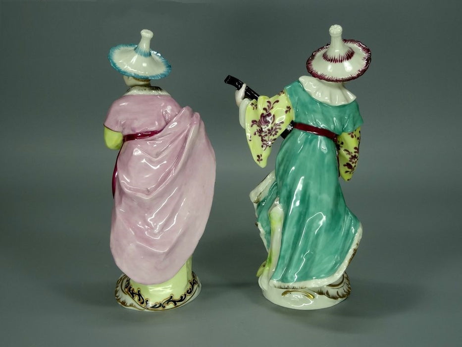 Rare Musical Couple Antique Porcelain Figurine Original Volkstedt Art Sculpture #Ru306