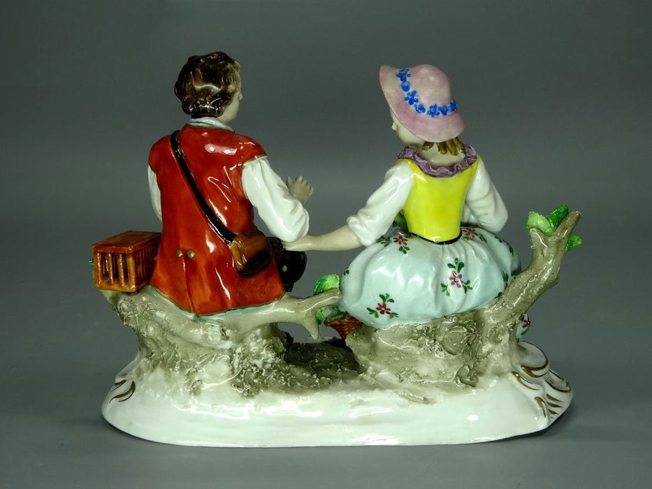 Vintage Bird Catcher & Shepherdess Original Sitzendorf Porcelain Figurine Statue #Ru598