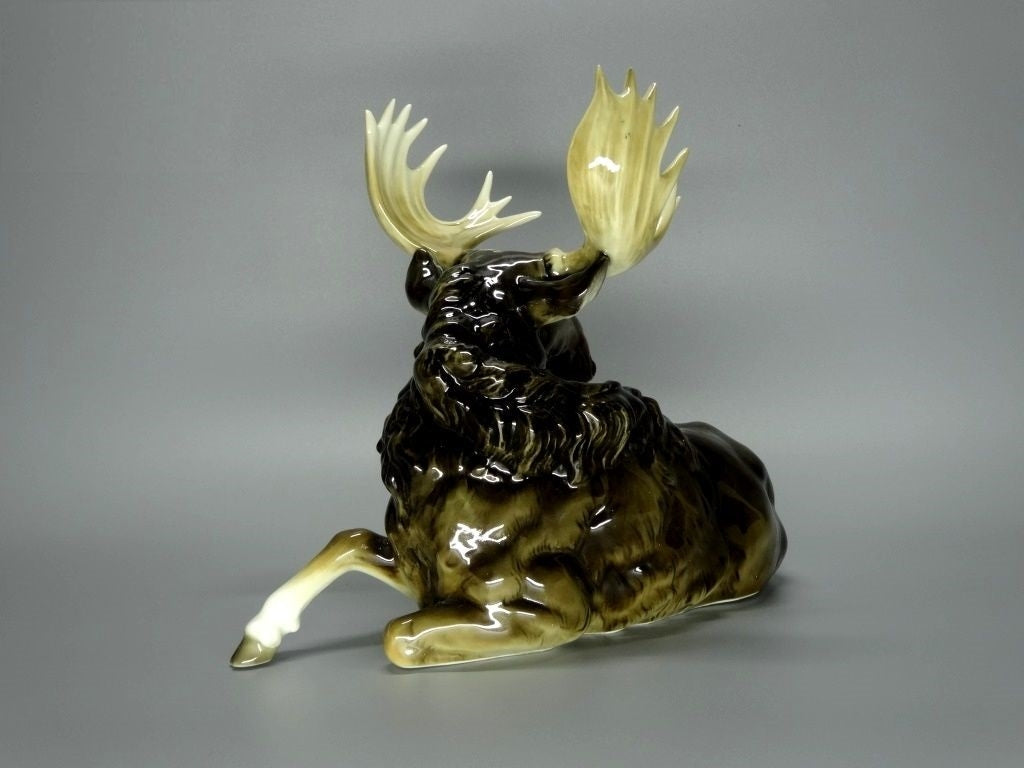 Vintage Lying Brown Elk Original Hutschenreuther Porcelain Figure Art Sculpture #Ru446
