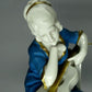 Antique Romance Blue Lady Guitar Porcelain Figurine Katzhutte Germany STatue #K11