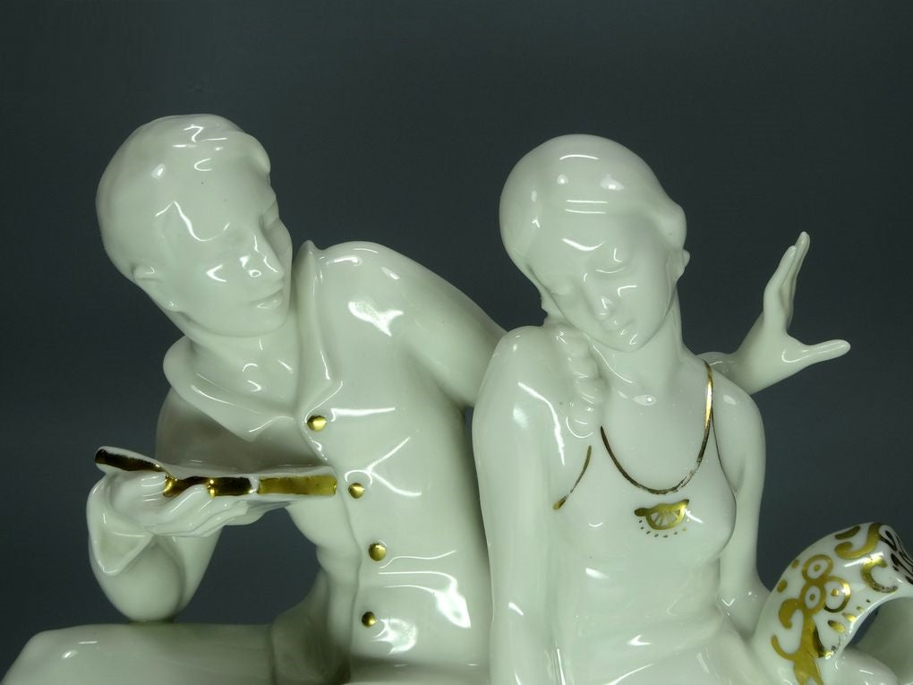 Antique Poems Lovers Porcelain Figurine Original Hutschenreuther Art Sculpture #Ru669