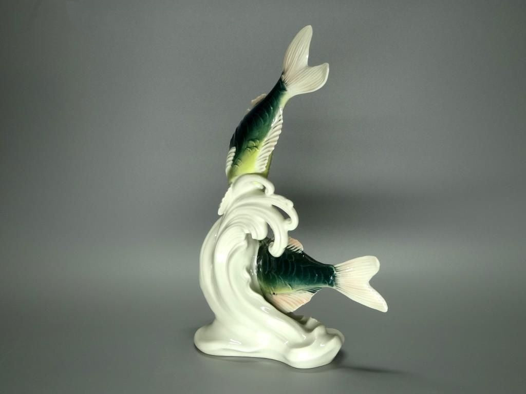 Antique Pair Of Carps Fish Porcelain Figurine Original KARL ENS Germany 20th Art Sculpture Dec #Ru972