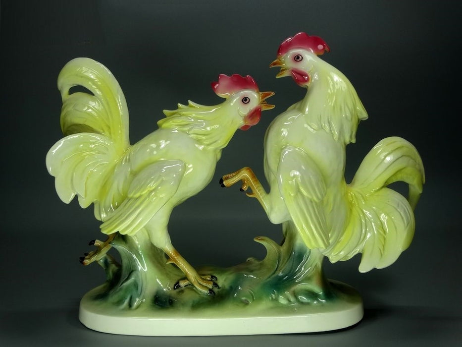 Antique Fighting Cocks Bird Original Katzhutte Porcelain Figure Art Statue Decor #Ru608
