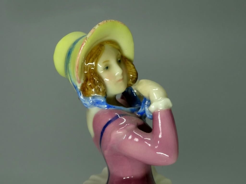 Antique Porcelain Girl With Hat Figure KARL ENS Germany Art Decor #H