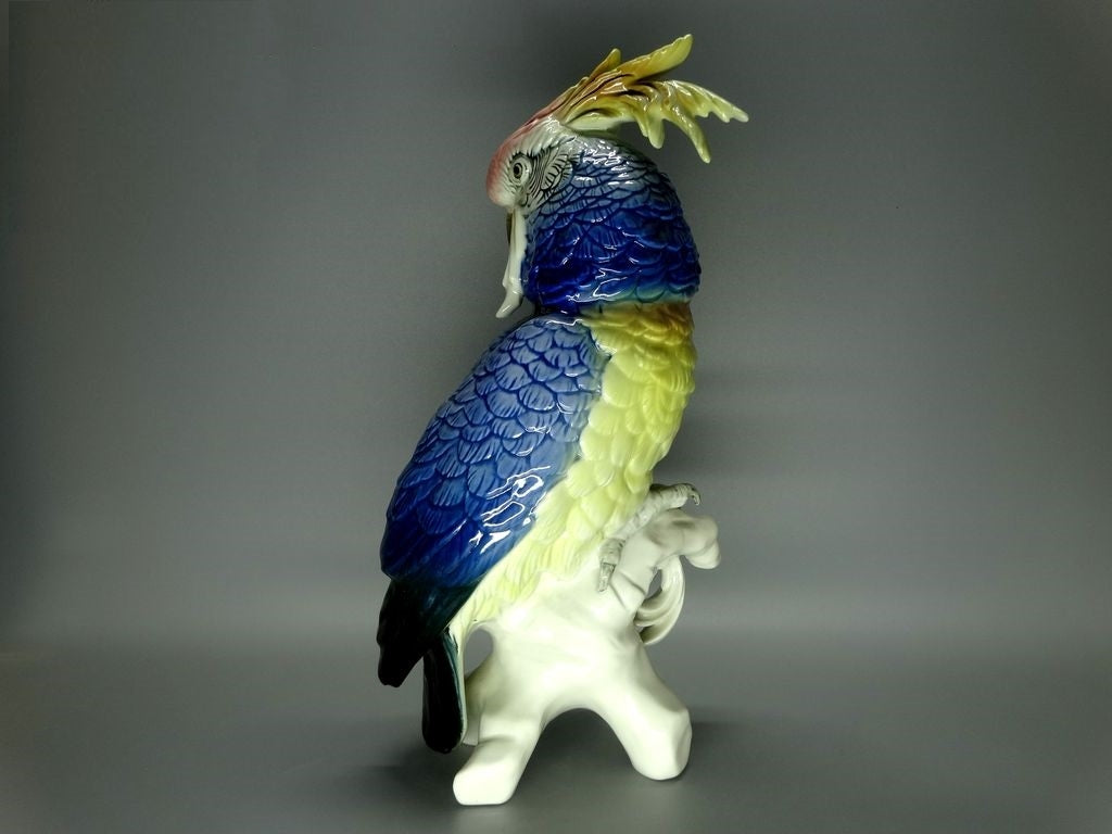 Vintage Blue Cockatoo Porcelain Figurine Original Karl Ens Art Sculpture Decor #Ru286