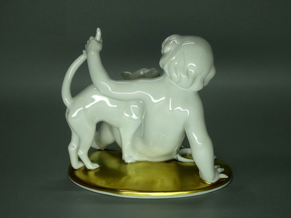 Antique Putti With A Cat Porcelain Figure Rosenthal Original Art Sculpture Decor #Ru175